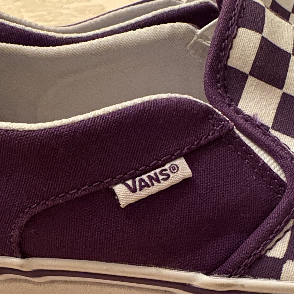 Vans Purple and White Checkered Slip-Ons - Picture 2 of 12